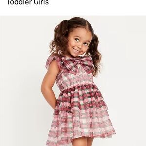 Old Navy red, green & pink Plaid Dress with Bow